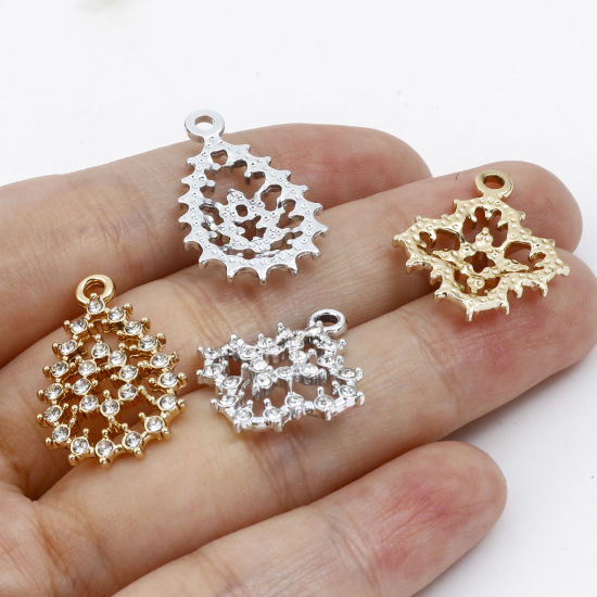 Picture of Zinc Based Alloy Style Of Royal Court Character Charms Multicolor Geometric Hollow Clear Rhinestone