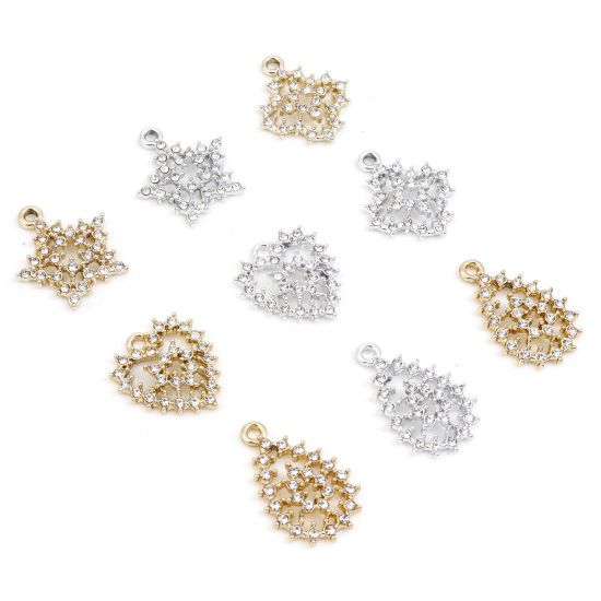 Picture of Zinc Based Alloy Style Of Royal Court Character Charms Multicolor Geometric Hollow Clear Rhinestone