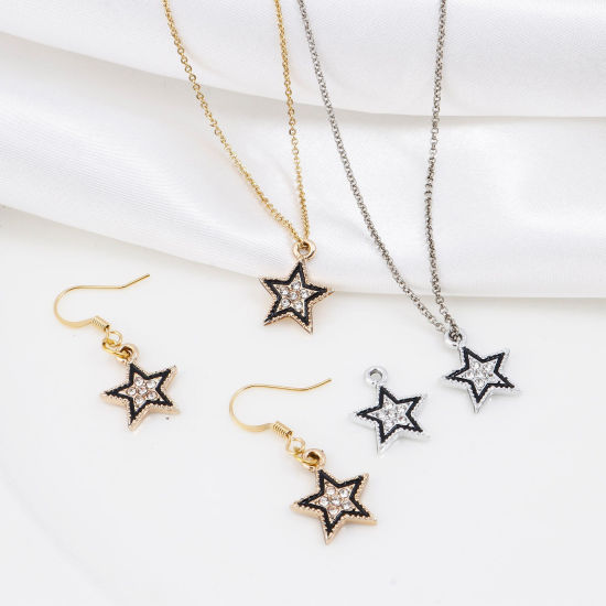 Bild von Zinklegierung Micro Pave Charms Geometrie Bunt Schwarz Transparent Strass Emaille 10 Stück