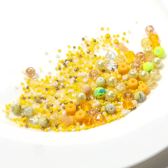 Picture of Glass Round Beads Chip Beads Seed Beads DIY Kit Set Multicolor Mixed About 8mm Dia. - 2x2mm