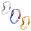 Picture of Stainless Steel Ins Style Open Adjustable Rings Multicolor Wave 18.1mm(US Size 8)