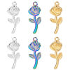 Picture of Stainless Steel Charms Multicolor Rose Flower 24mm x 10mm