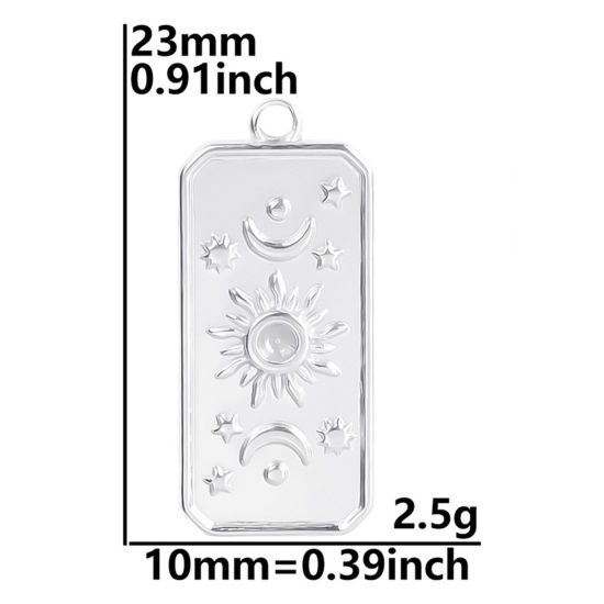 Изображение Нержавеющая Сталь галактика галактика Подвески Прямоугольник Разноцветный Солнце 23мм x 10мм, 2 ШТ