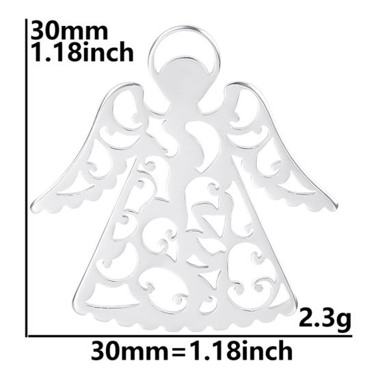 Bild von Edelstahl Religiös Anhänger Engel Bunt Filigran 3cm x 3cm, 2 Stück