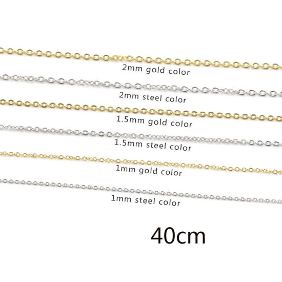 Picture of Stainless Steel Link Cable Chain Necklace Multicolor 40cm(15 6/8") long