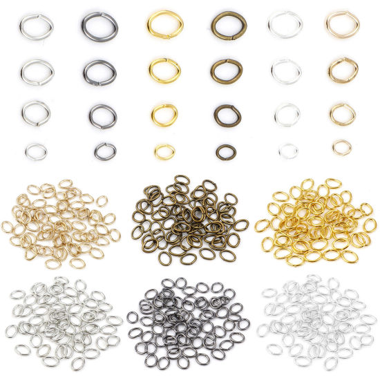 Picture of Iron Based Alloy Open Jump Rings Findings For Jewelry Making Multicolor Oval