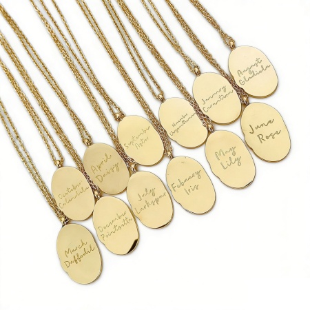 Picture of Hypoallergenic Simple & Casual Birth Month Flower 18K Gold Plated 316 Stainless Steel Rolo Chain Oval Flower Pendant Necklace For Women Birthday 40cm(15 6/8") long
