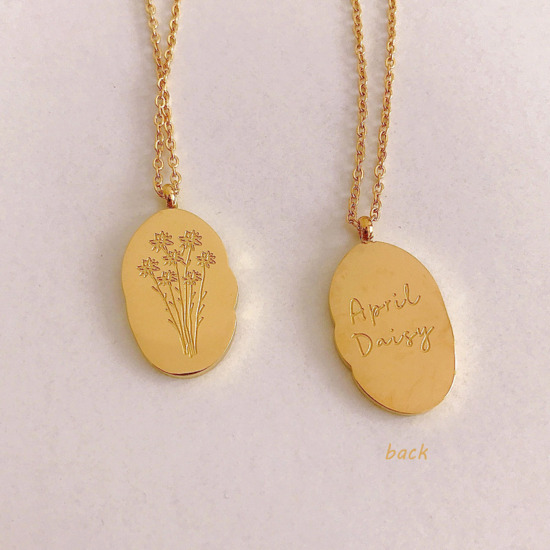 Immagine di Hypoallergenic Simple & Casual Birth Month Flower 18K Gold Plated 316 Stainless Steel Rolo Chain Oval Flower Pendant Necklace For Women Birthday 40cm(15 6/8") long