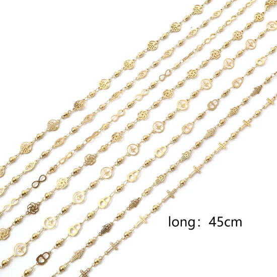 Picture of 304 Stainless Steel Necklace Flower Evil Eye Gold Plated