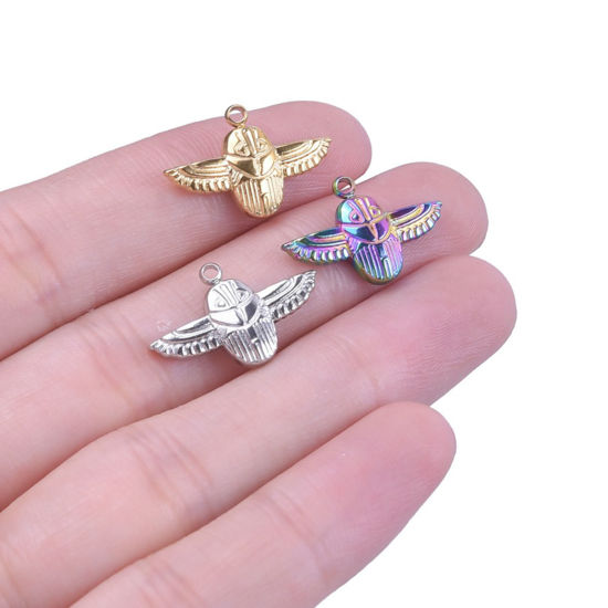 Picture of Stainless Steel Halloween Charms Multicolor Owl Animal 20mm x 12mm