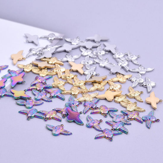 Picture of Stainless Steel Halloween Charms Multicolor Owl Animal 20mm x 12mm