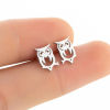 Picture of Stainless Steel Halloween Ear Post Stud Earrings Multicolor Owl Animal Hollow
