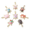 Picture of Zinc Based Alloy Ocean Jewelry Charms Gold Plated Multicolor Sea Turtle Animal Enamel 24mm x 14mm