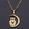 Picture of Stainless Steel Halloween Charms Multicolor Half Moon Owl 20mm x 14mm