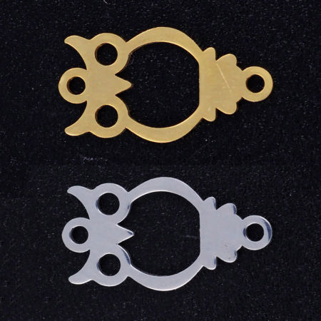 Image de Connecteurs en Acier Inoxydable Halloween Hibou Multicolore Creux 16mm x 9mm, 5 Pcs