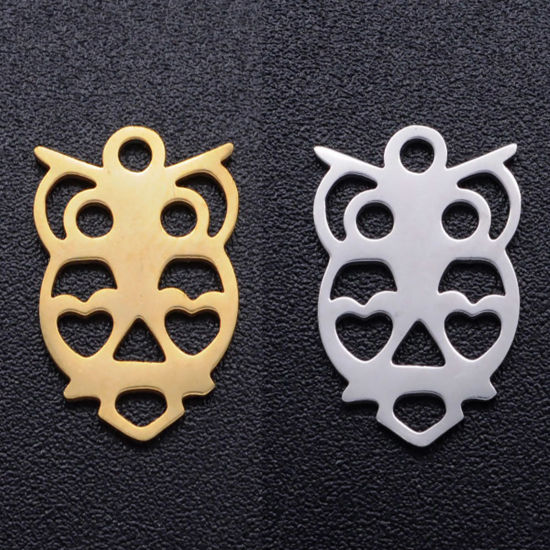 Immagine di Acciaio Inossidabile Halloween Connettore Gufo Multicolore Filigrana 14.5mm x 9mm, 5 Pz