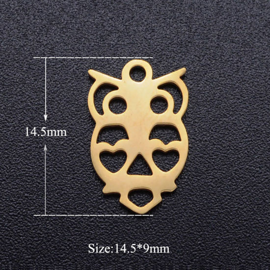 Immagine di Acciaio Inossidabile Halloween Connettore Gufo Multicolore Filigrana 14.5mm x 9mm, 5 Pz