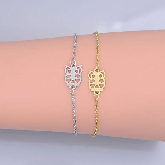 Immagine di Acciaio Inossidabile Halloween Connettore Gufo Multicolore Filigrana 14.5mm x 9mm, 5 Pz