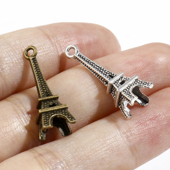 Immagine di Lega di Zinco Viaggio Charms Torre Eiffel Multicolore 3D 24mm x 8mm , 50 Pz