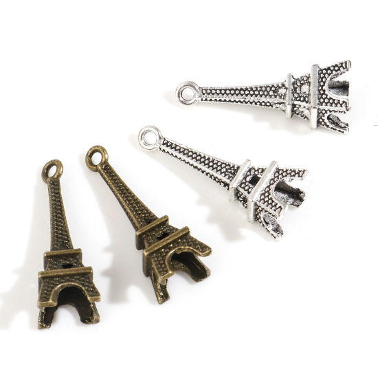 Immagine di Lega di Zinco Viaggio Charms Torre Eiffel Multicolore 3D 24mm x 8mm , 50 Pz