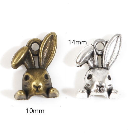 Picture of Zinc Based Alloy Charms Multicolor Rabbit Animal 14mm x 10mm