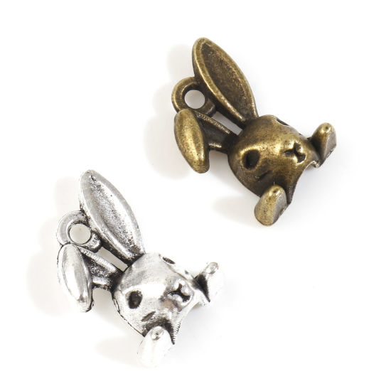 Picture of Zinc Based Alloy Charms Multicolor Rabbit Animal 14mm x 10mm