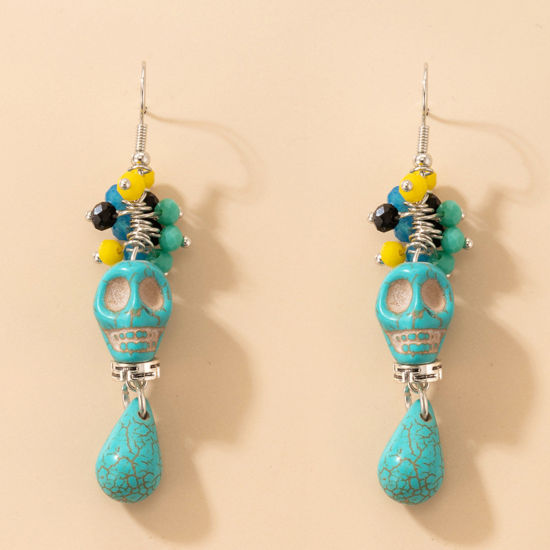 Immagine di Halloween Orecchini Gancio Multicolore Teschio di Scheletro di Halloween 1 Paio