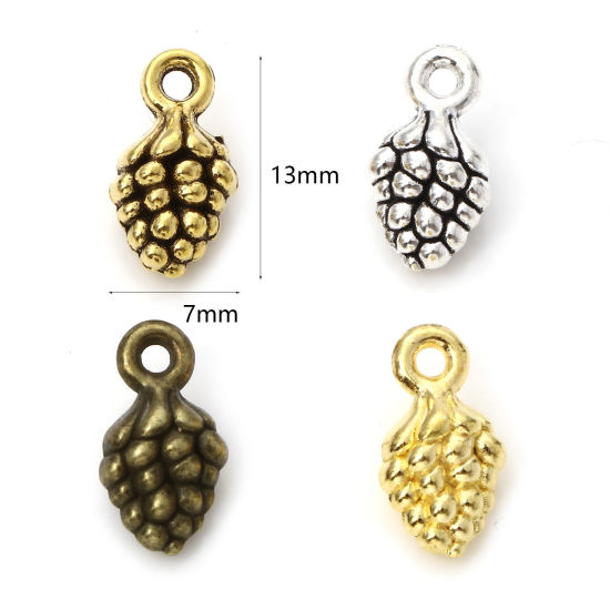Image de Breloques en Alliage de Zinc Pomme de pin Multicolore 3D 13mm x 7mm, 50 Pcs