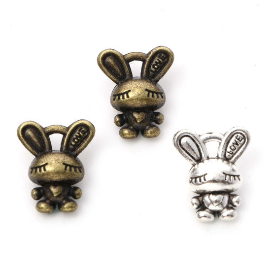 Picture of Zinc Based Alloy Charms Multicolor Rabbit Animal 3D 17mm x 14mm