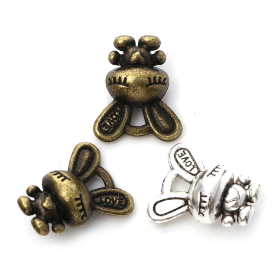 Picture of Zinc Based Alloy Charms Multicolor Rabbit Animal 3D 17mm x 14mm