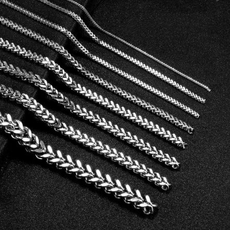 304 Stainless Steel Foxtail Chain Silver Tone