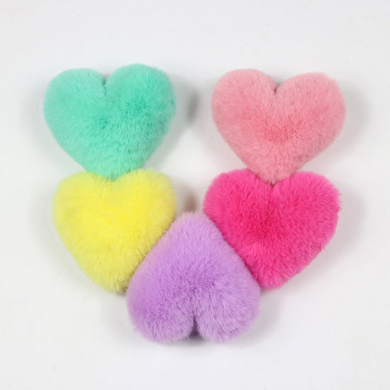 Picture of Polyester & Acrylic Pom Pom Balls Multicolor Heart 10cm x 8cm