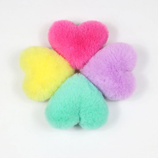 Picture of Polyester & Acrylic Pom Pom Balls Multicolor Heart 10cm x 8cm