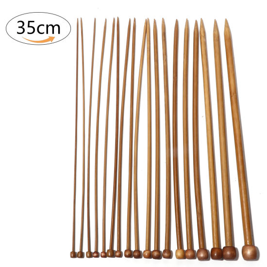 Picture of Natural Bamboo Single Pointed Knitting Needles Brown 35cm(13 6/8") long