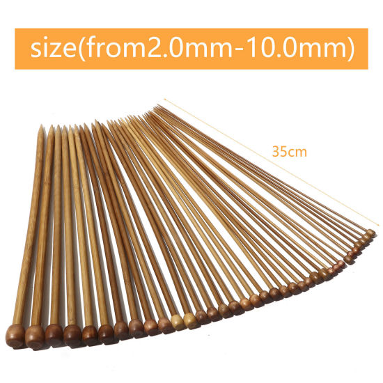 Picture of Natural Bamboo Single Pointed Knitting Needles Brown 35cm(13 6/8") long