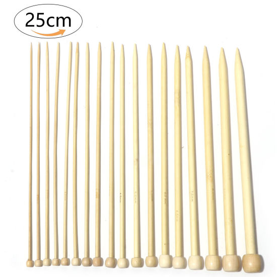 Picture of Bamboo Single Pointed Knitting Needles Natural 25cm(9 7/8") long