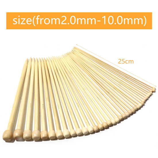 Picture of Bamboo Single Pointed Knitting Needles Natural 25cm(9 7/8") long