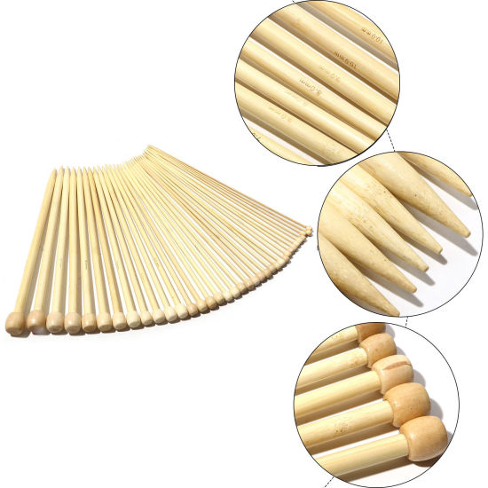 Picture of Bamboo Single Pointed Knitting Needles Natural 25cm(9 7/8") long