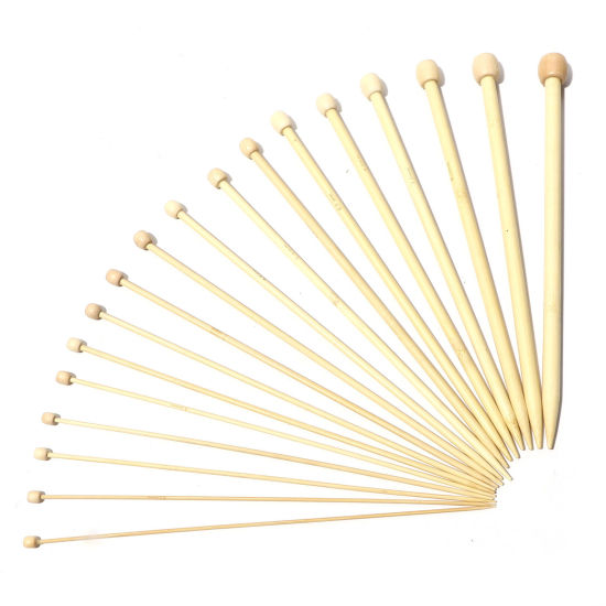 Picture of Bamboo Single Pointed Knitting Needles Natural 25cm(9 7/8") long