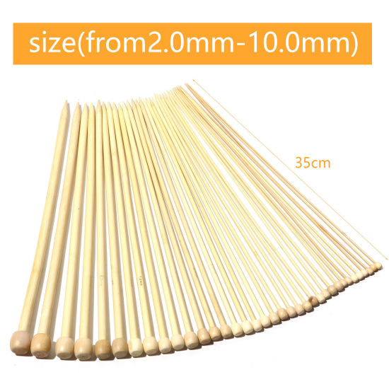 Picture of Bamboo Single Pointed Knitting Needles Natural 35cm(13 6/8") long