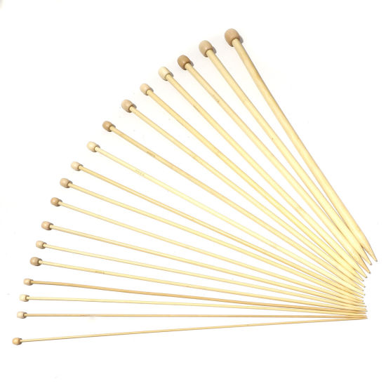 Picture of Bamboo Single Pointed Knitting Needles Natural 35cm(13 6/8") long