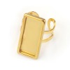 Picture of 304 Stainless Steel Open Adjustable Rings Gold Plated Geometric Cabochon Settings 17.3mm(US Size 7)