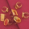 Picture of 304 Stainless Steel Open Adjustable Rings Gold Plated Geometric Cabochon Settings 17.3mm(US Size 7)