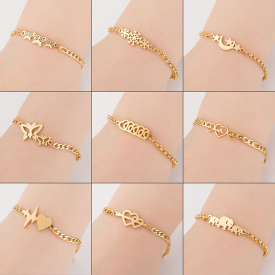 Picture of 304 Stainless Steel Stylish Bracelets Gold Plated 16cm(6 2/8") long