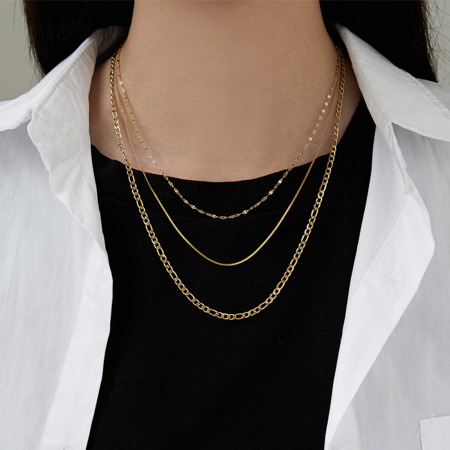 Picture of Wholesale Link Chain Necklace, 18K Gold Plated 304 Stainless Steel, Unisex Eco-friendly Stylish Simple & Casual Gift Jewelry For Retailer, 1 Piece