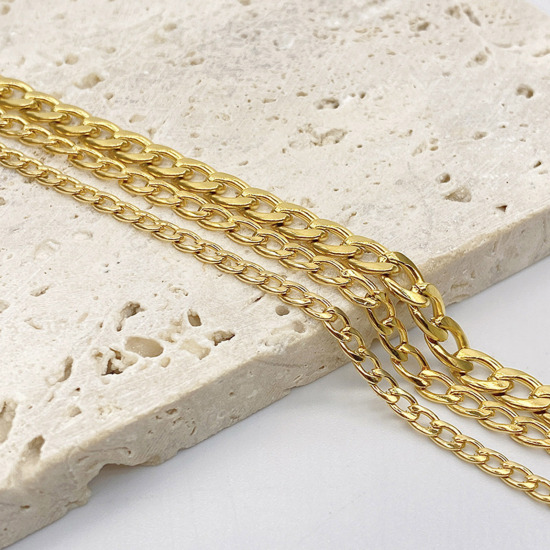Bild von Umweltfreundlich Einfach und lässig Stilvoll 18K Vergoldet 304 Edelstahl Kubanische Gliederkette Halskette Für Frauen 1 Strang