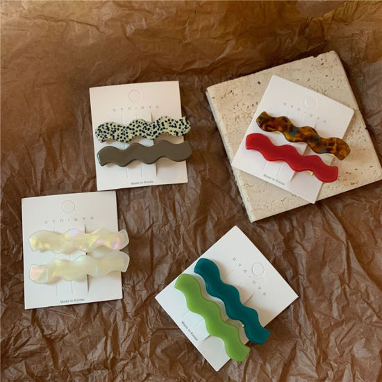 Picture of Acetic Acid Resin Acetate Acrylic Acetimar Marble Hair Clips Wave Multicolor