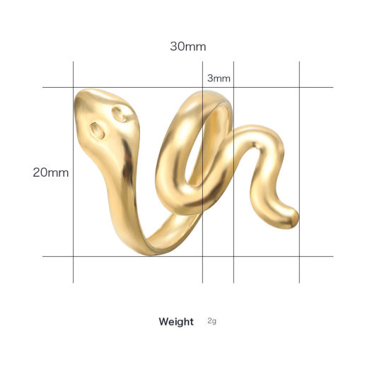 Imagen de 304 Acero Inoxidable Elegante Abierto Ajustable Anillos Multicolor Serpiente 1 Unidad