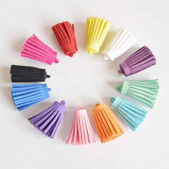 Picture of PU Leather Tassel Pendants Multicolor Faux Suede 3cm