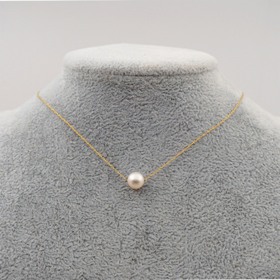 Picture of Eco-friendly Dainty Classic 18K Gold Plated Freshwater Cultured Pearl Link Cable Chain Round Pendant Necklace For Women